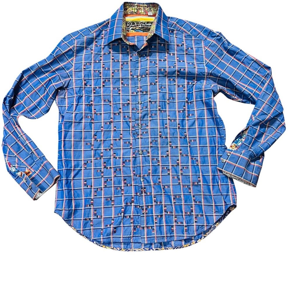 Robert Graham Blue and White Plaid Button Down Shirt